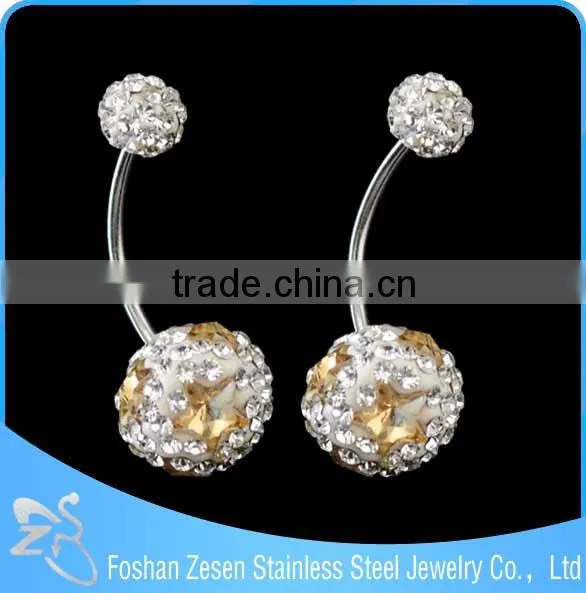 Nickel Free 316L Surgical Steel 14ga CZ Gem Paved Ferido Ball Belly Button Rings photo-4