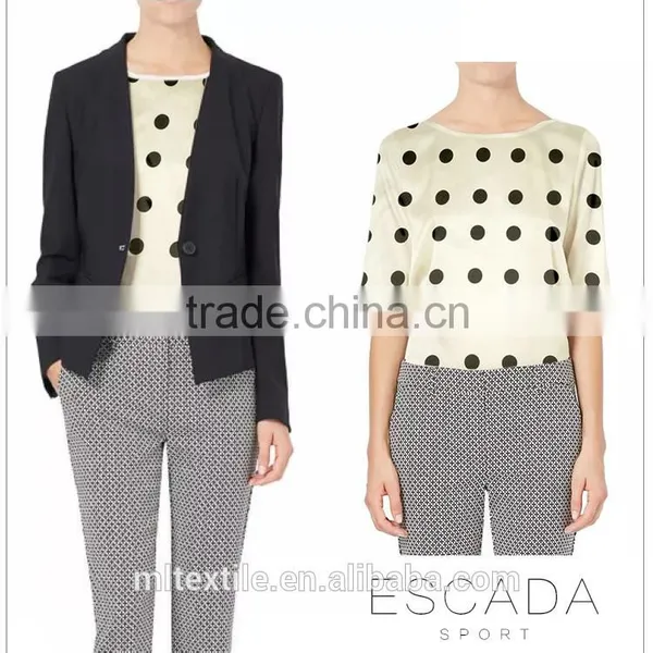 Dot Pattern Printed 16mm Stretch Silk Fabric photo-2