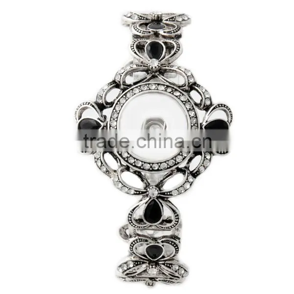 2016 Vintage Full Crystal 18mm Ginger Snap Button Bracelet Woman Pulseras Snap Bracelets photo-3