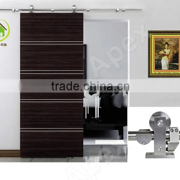 Simplicity Modern Style Sliding Wood Barn Door Grill Door Design Barn Door With Glass Supplier's Choice photo-2