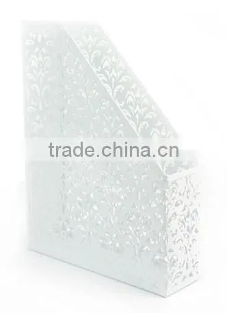 White Single Punched Metal Magazine Office File Document Holder Organizer photo-2