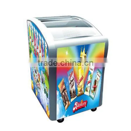 158L Smaller Curved Glass Door Freezer SD-158 Soft Ice Cream Machine, Ice Cream Freezer Curved Sliding Glass Door Commercial photo-2