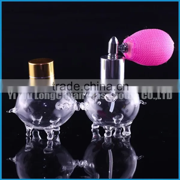 Handmade Handicrafts Transparent Glass Piggy.Transparent Perfume Glass Bottle for Perfume With Metal Bulb Atomizer Provider photo-5