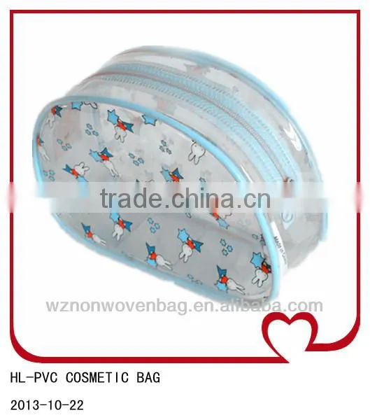 Transparent 0.25mm Cute Cartoon Reusable Zipper PVC Cosmetic Bag