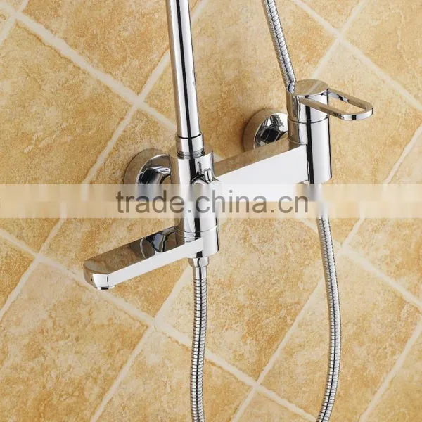 Brass Square Hard Tube Shower Mixer Set/wall Mounted Bath Shower Faucet photo-4