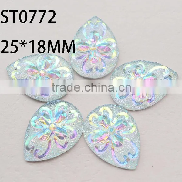 Flatback Gemstone Cabochon 18*25 mm Teardrop Sew On Crystal AB Rhinestone ,Earring Pendent Baeds photo-3