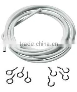 5M Net Curtain and Voile Wire With Free Screw Hook and Screw Eye