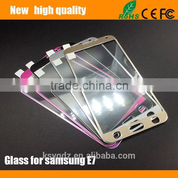 2.5D Titanium Alloy Brushed Metal Tempered Glass Screen Protector for Samsung E7 photo-2