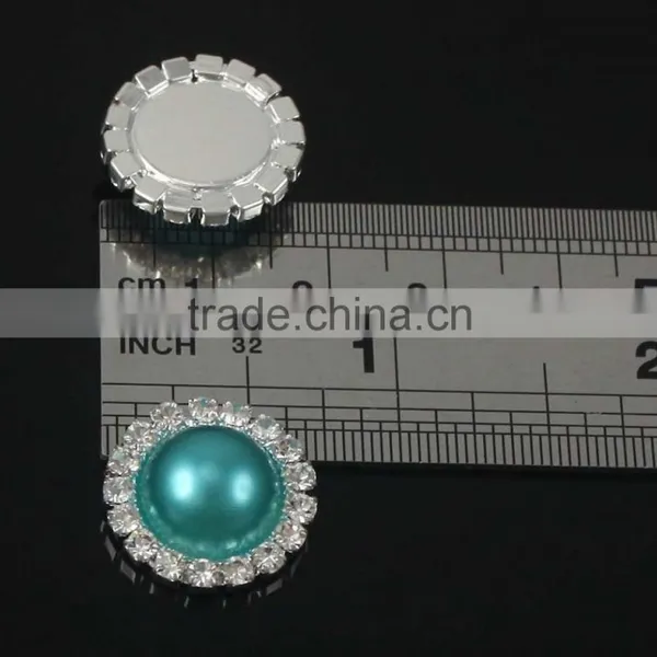 Flatback Rhinestone Pearl Button for Wedding photo-2