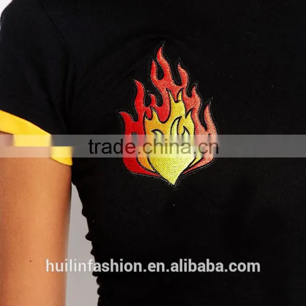 China Supplier Custom Made Women Tshirt Crew Neck Short Sleeve t Shirt With Flame Printing Quality Choice photo-3