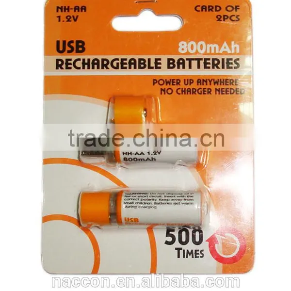 USB 1.2v AA 1450mAh NI-MH Battery Ready to Use2600mah Usb Portable Power Bank External Battery