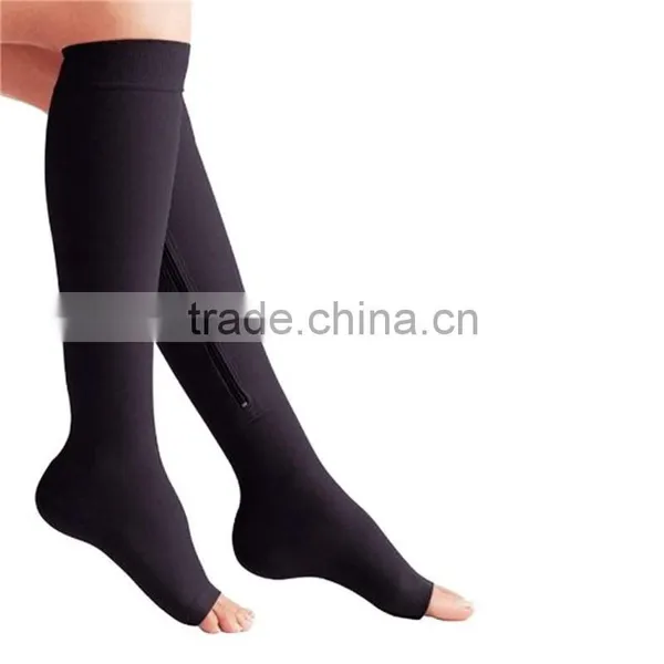 S-SHAPER China Factory Supplier Zipper Compression Socks Knee Support High Open Toe Socks With Zip Sox photo-4