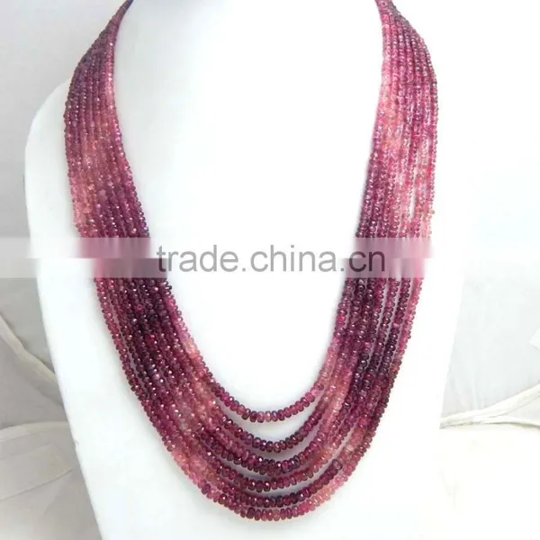 Natural Multi Tourmaline Roundel Faceted Beads photo-2
