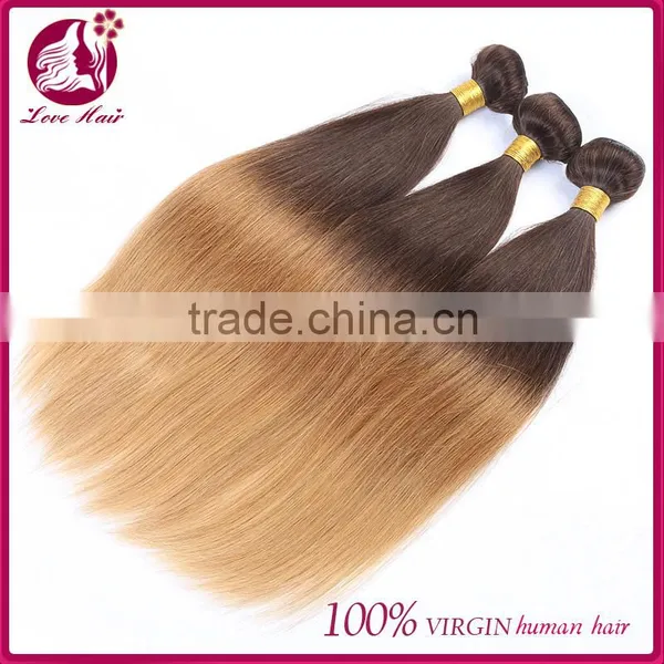 2016 Hot Selling !Two Tone Thick Bottom Factory Whoesale Wet And Wavy Ombre Colored Indian Human Hair Weave photo-3