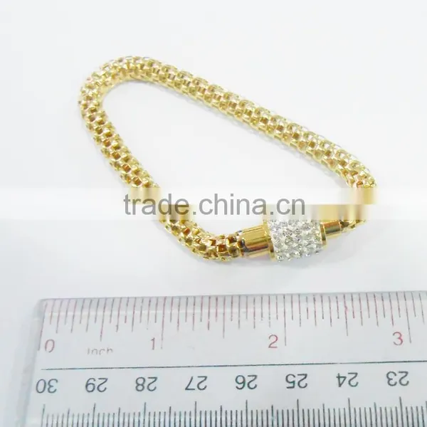 Stainless Steel Magnet Bracelet With Crystal Charm photo-3