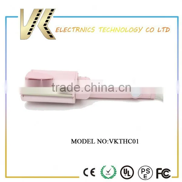 Lcd Display Pink 3 Barrel Waver Digital Triple Barrel Hair Curling Iron Wand photo-2