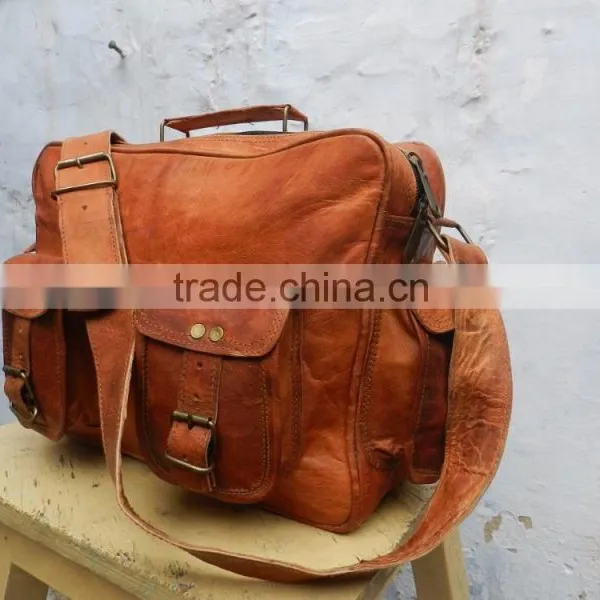 Real Goat Leather Luggauge Bag/vintage Style Pure Leather Travel Bag photo-4