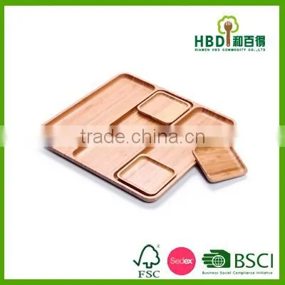 Hot Selling Wooden Divided Tray With Plate Bamboo Tray Wholesale photo-4