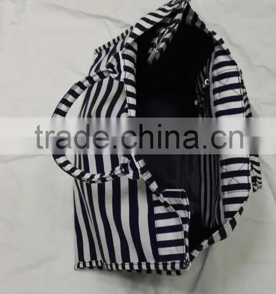 Wholesale Cotton Stripe Women Stripe Canvas Tote Bag , Printing Cotton Tote Beachbags ,women Tote Bag (H81) photo-4