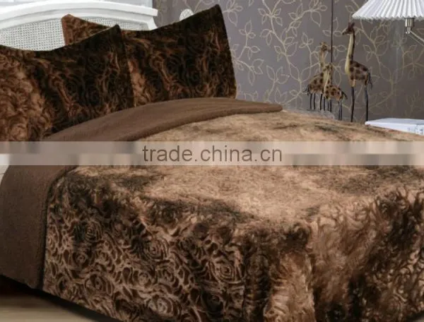 China Factory Rose Design Warm Faux Fur Fire Blanket Throw photo-3