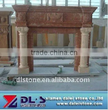Red marble fireplace insert, art craft stone fireplace