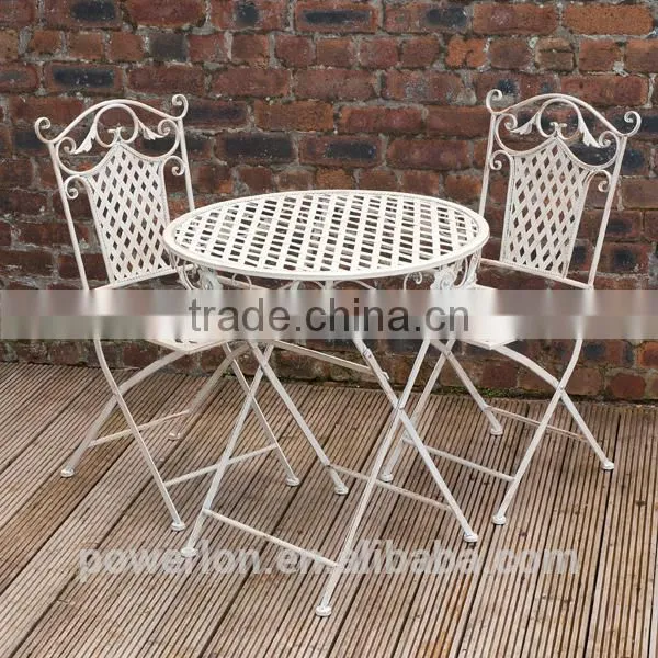 Antique Cream Wrought Iron Durable Folding Patio Chair photo-6
