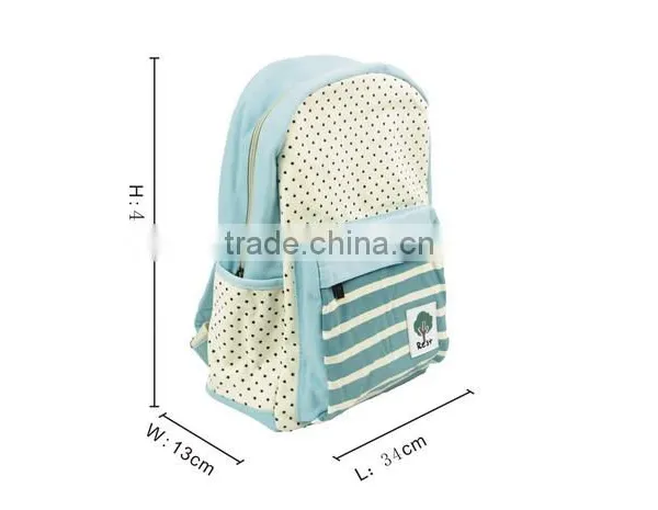 Canvas Polka Dots and Stripes School Bag School Backpack For Campus Hiking Travel Book Bag photo-6