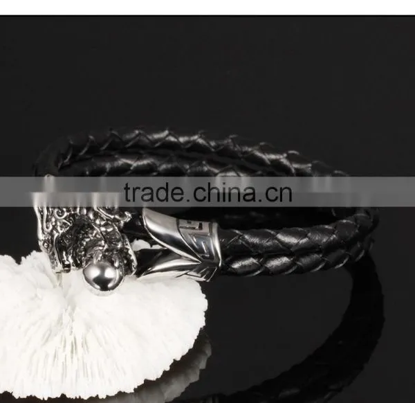 Men's Leather Bracelets 316L Stainless Steel Jewelry Genuine Leather Bracelet photo-4