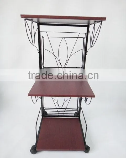3 Tiers Magazine Holder Mobile Rolling Storage Coffee Table End SideTable photo-2