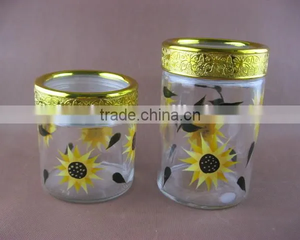 Glass Cookie Jar With Printing Sun Flower photo-4