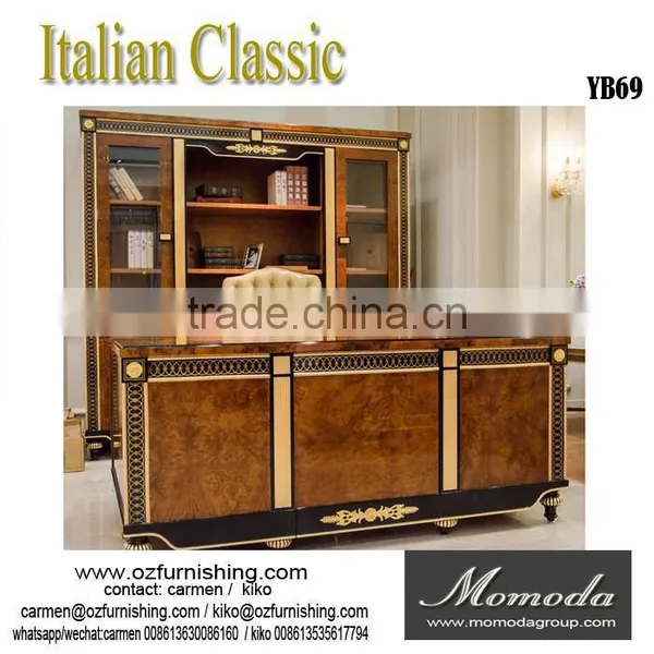 YB69 Latest Design Italian Wood Executive Boss Table Office Book Case Solid Furniture photo-2