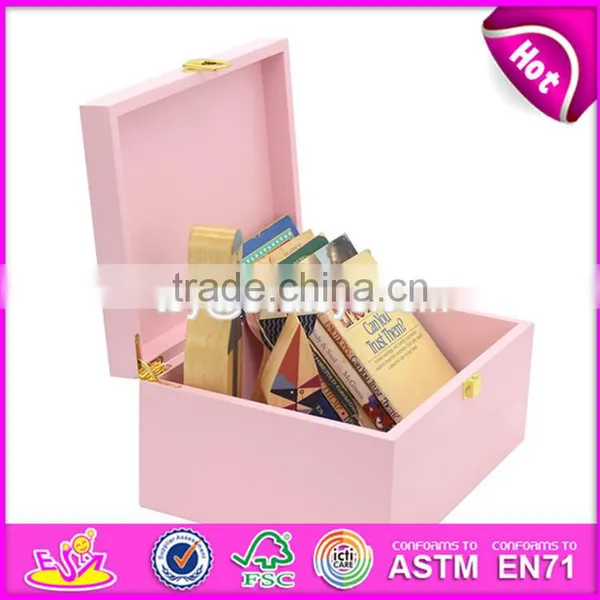 2017 New Products Girls Pink Wooden Storage Bins W08C175 photo-3