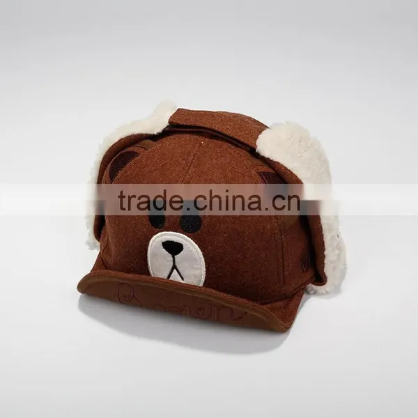 Winter Woolen Bear Style Baby Earflap Cap photo-2