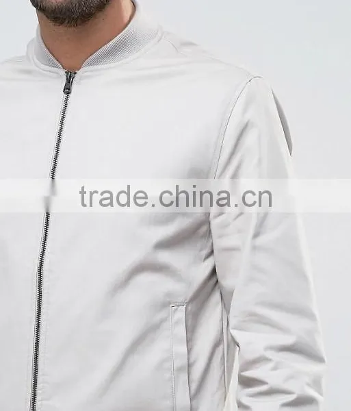 2017 Xinlan High Quality New Design Durable 100% Cotton White Rib Cuffs Running Casual Men Jumper Jacket photo-3
