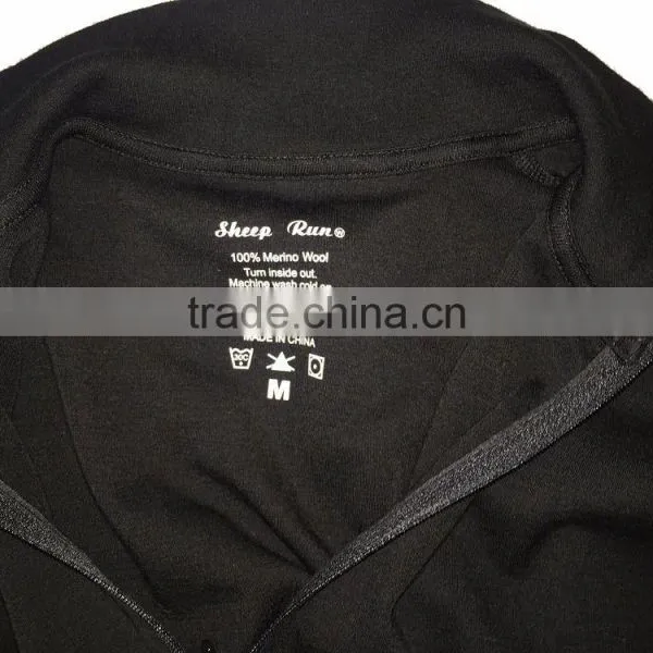 Custom 2016 New Brand 100% Pure Merino Wool Men's Mid Weight 1/4 Zip Outdoor Athletic Base Layer Sport Long Sleeve Clothes Shirt photo-5