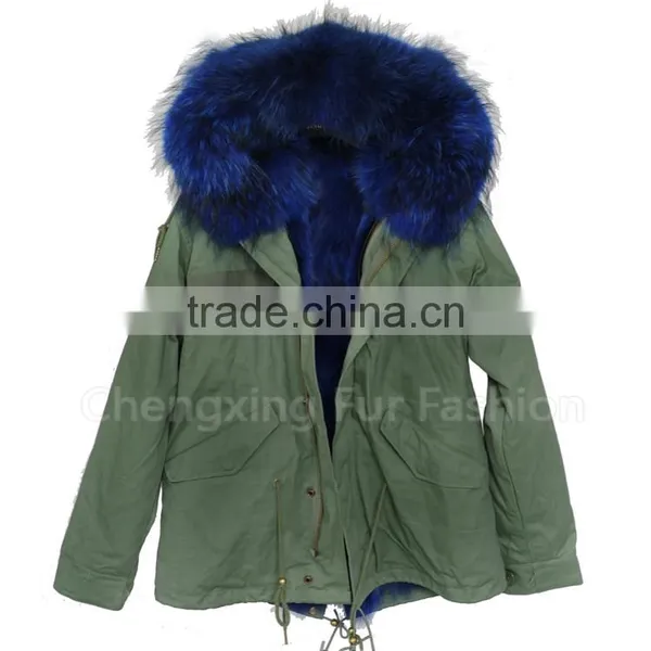 CX-G-P-05K Luxury Fox Fur Lining /Raccoon Fur Collar Women Winter Fur Parka photo-4