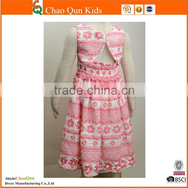 2017 Baby Girl Latest Fashion Embroidered Lace Floral Dresses for Girls Wholesale photo-3