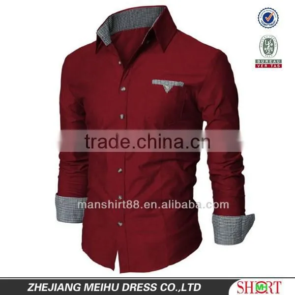 Men's Stylish Model Contrast Collar Slim Fit Casual Camisas