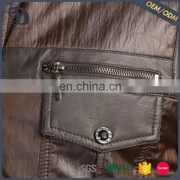 Professional Brown Leather Jacket Mens Jacket With 2 Flip Pockets photo-2