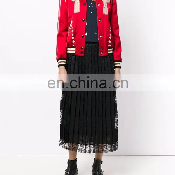 Women's Classic Stand Collar Button Up Embroidered Star Jacket photo-2