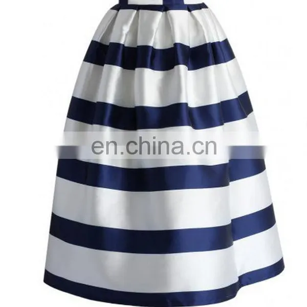 Stripes Full A-line Midi Skirt in Navy photo-3