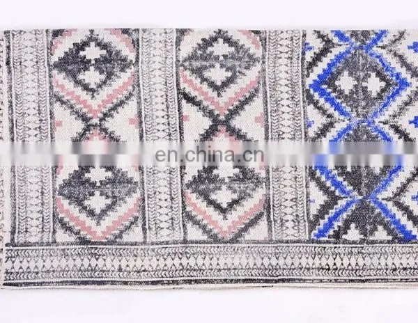 Indian 2017 Hand Block Print Rug Hand Woven Floor Mat Throw Large 3X5 Feet Runner Carpet photo-3