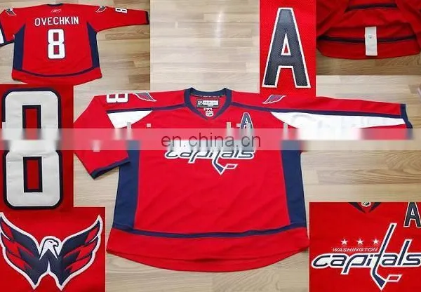 Accept PAYPAL ! EDGE Washington Capitals 8# ALEX OVECHKIN Red New Hockey Jersey (Customized Available)