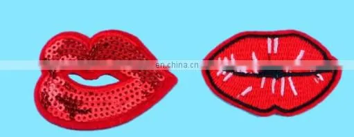 Embroidered Patches Lip / Lipstick Iron On Patch Sewing On Sequins photo-6