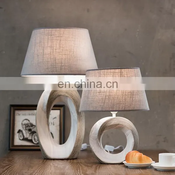 China Wholesale Cheap Hotel Bedside Lamp Custom Vintage White Office Table Lamp Ceramic With Logo photo-2