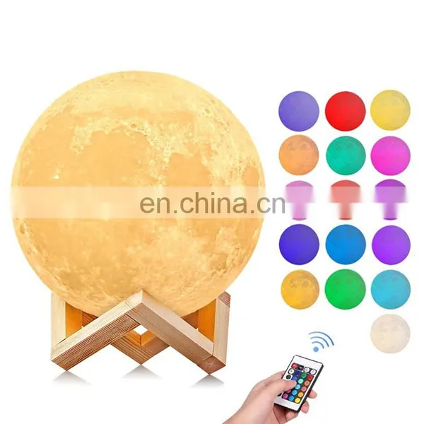 Creative Kids Gift Remote Control RGB 16 Colors 3d Moon Lamp photo-7
