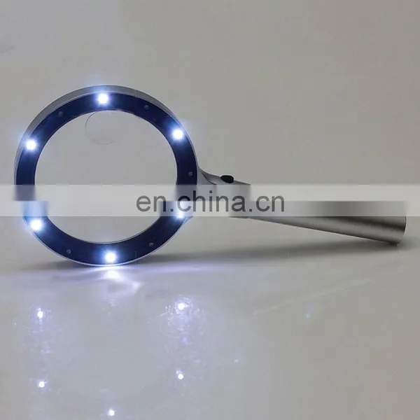 Metal Material Aluminum Alloy 12 LED Lights 5 Times 10 Times HD Reading Magnifying Glass photo-4