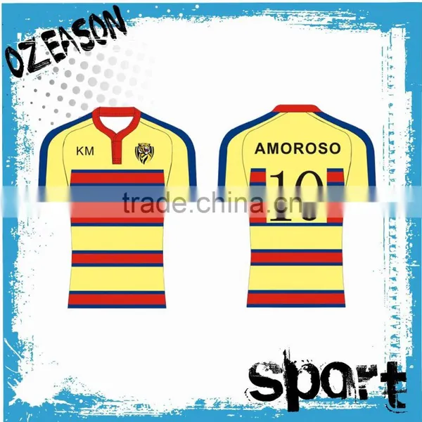Short Sleeve / Long Sleeve Yellow Rugby Football Jersey Wholesale Price Supplier's Choice photo-5
