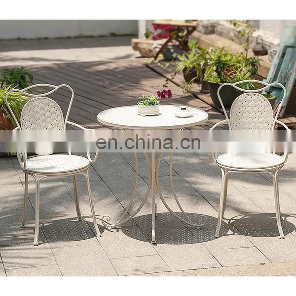 Balcony Wrought Iron Table And Chair Set Garden Three-piece Coffee Shop Leisure Table And Chair With 4 Colors photo-3