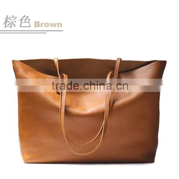 Vintage Simple Design Casual Genuine Leather Lady Shoulder Bag Hand Bag for Women photo-4